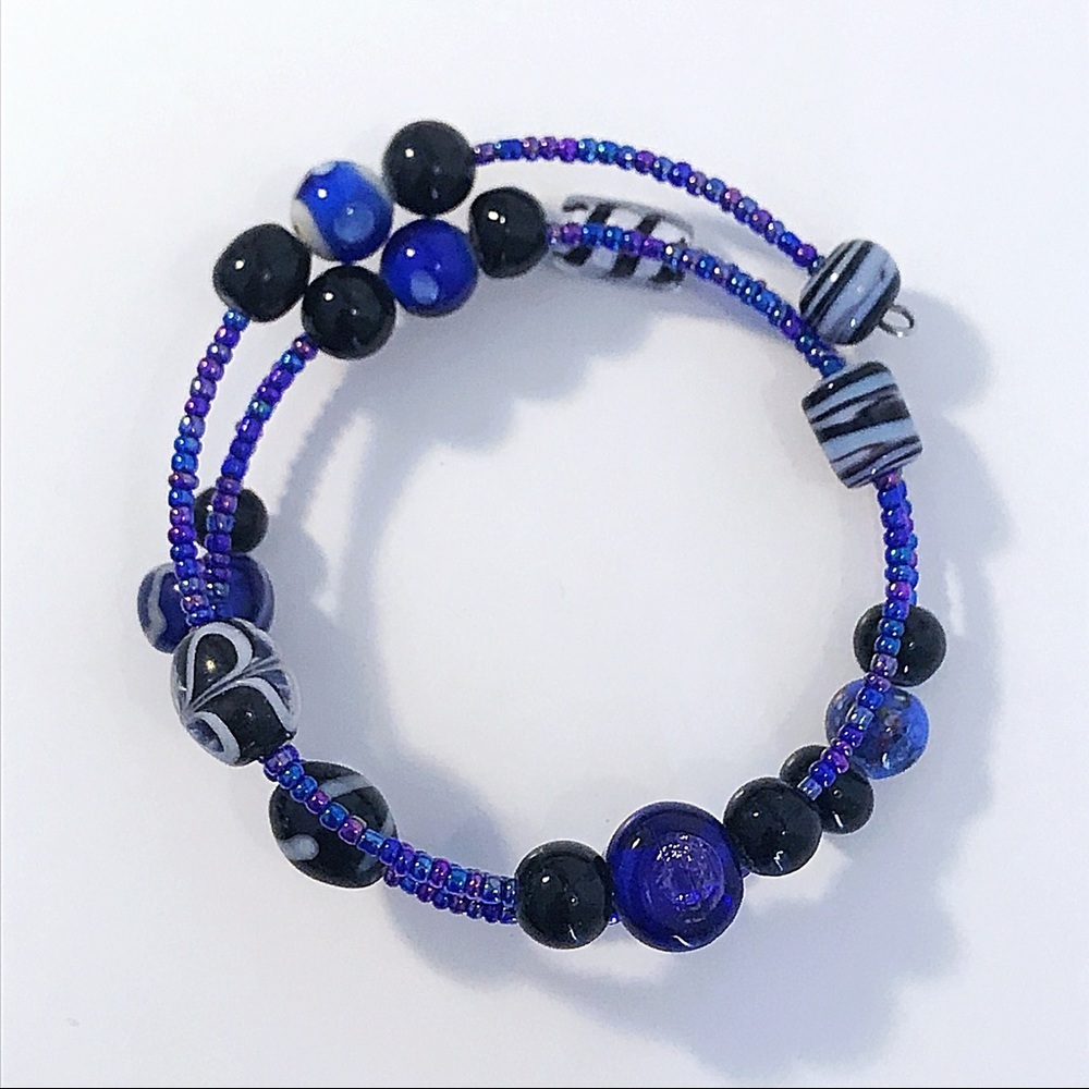 Slinky Wrap Beaded Bracelet With Memory Wrap Wire